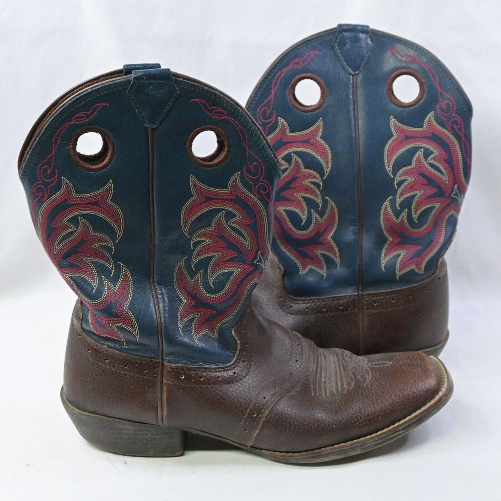 Justin Kids Stampede‎ Double Stitched Rawhide Cowboy Boots2520JR Size 6D